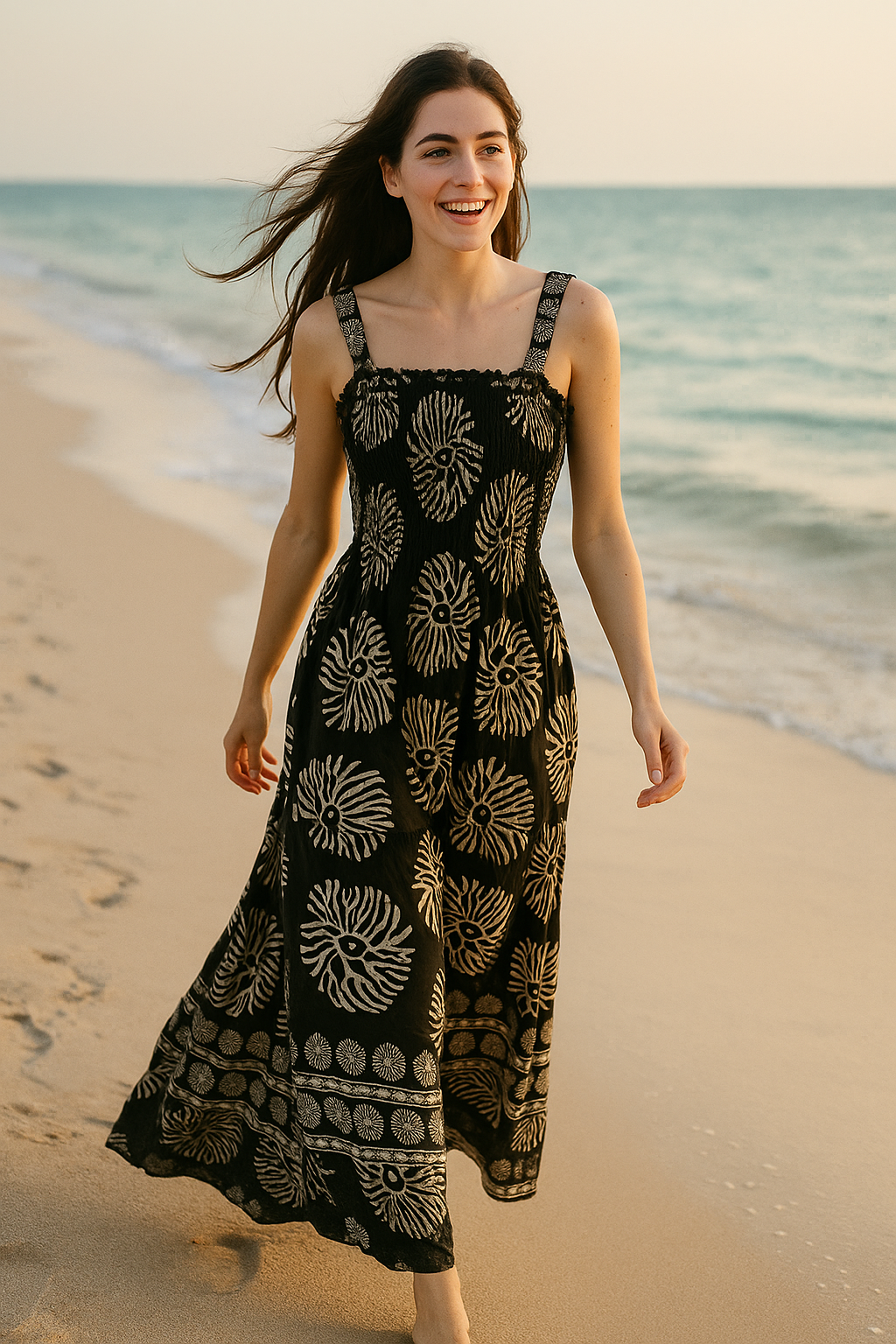 Dark Flory Rayon Cotton Sleeveless Maxi Dress
