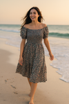 Mini Floral Short Sleeves Dress Rayon Cotton