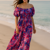 Floral Short Sleeves Maxi Dress