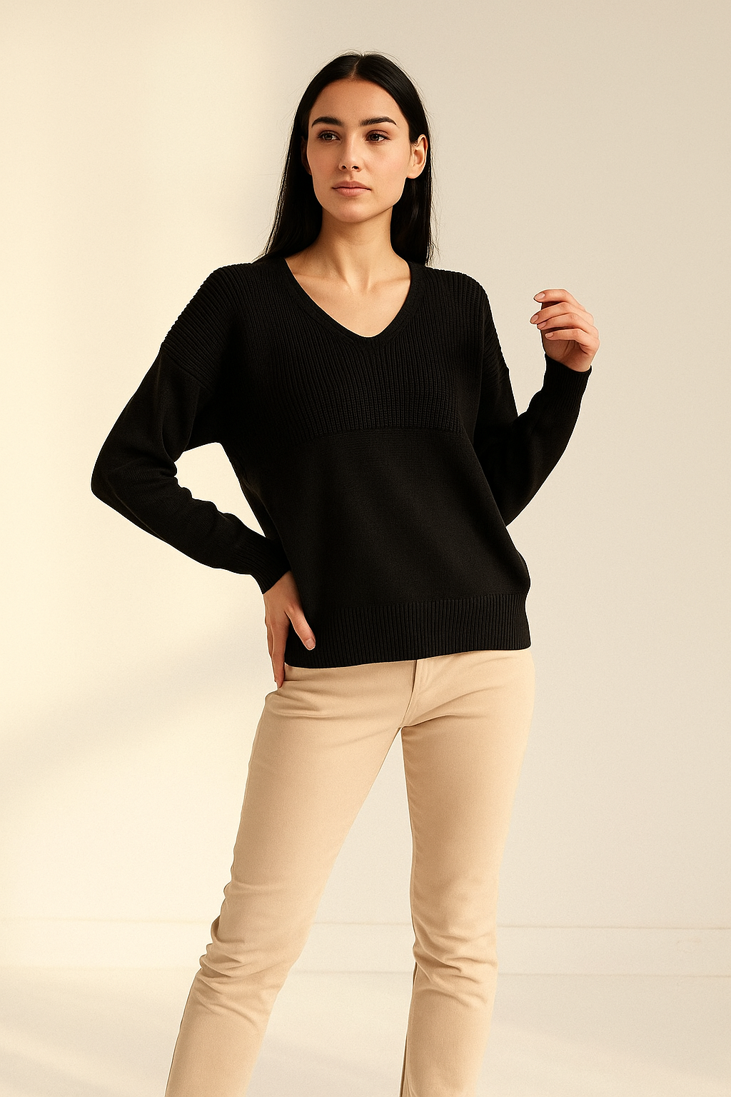 Classic V-Neck Knit Sweater