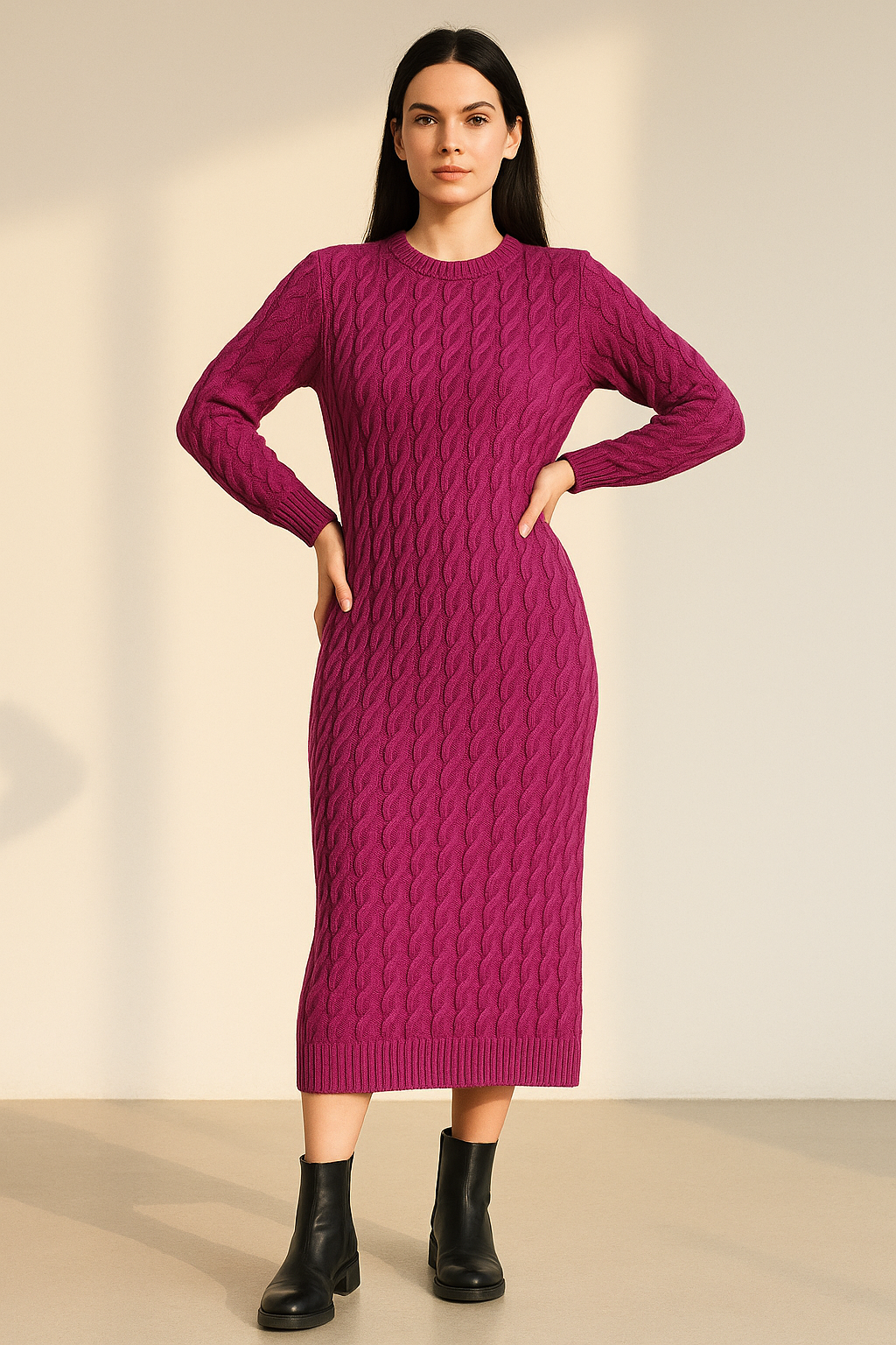 Cozy Cable Knit Bodycon Dress