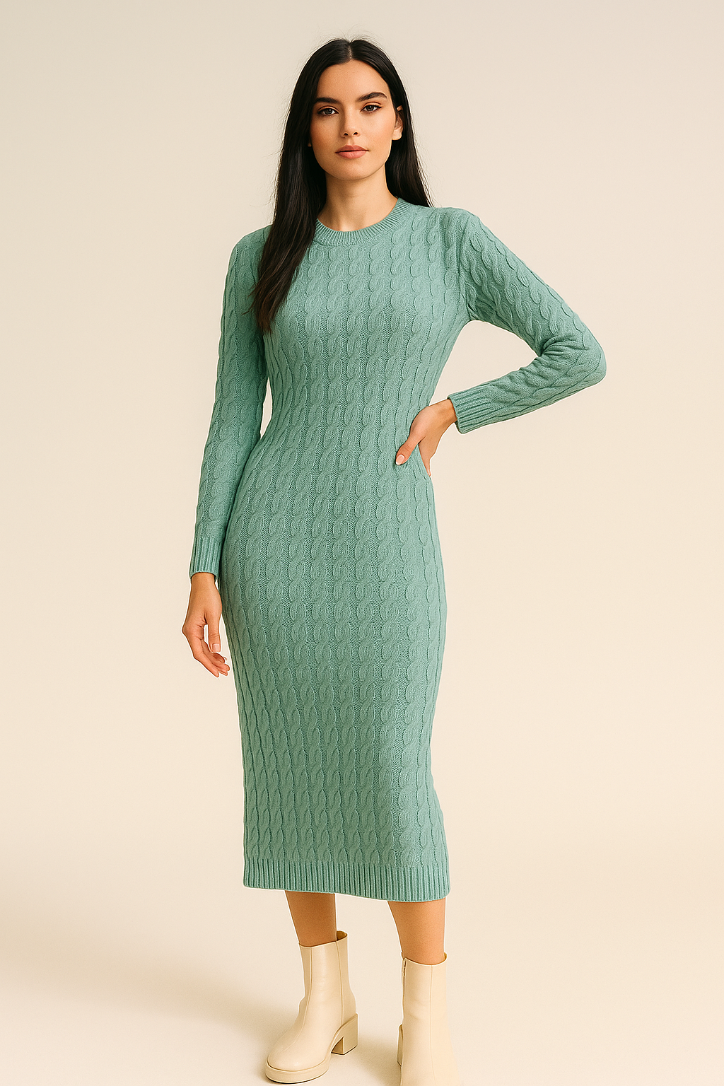 Cozy Cable Knit Bodycon Dress