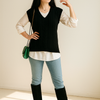 V-Neck Cable Knit Sweater Vest