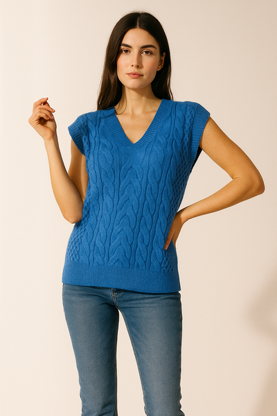 V-Neck Cable Knit Sweater Vest
