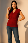 V-Neck Cable Knit Sweater Vest