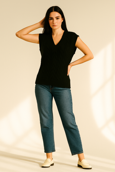 V-Neck Cable Knit Sweater Vest