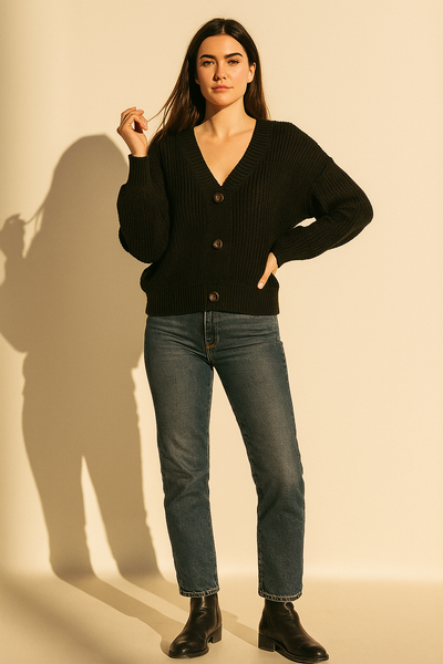 Chunky Knit Button-Up Sweater