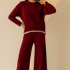 Two-Piece Knit Lounge Set with Contrast Trim