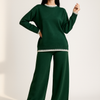 Two-Piece Knit Lounge Set with Contrast Trim