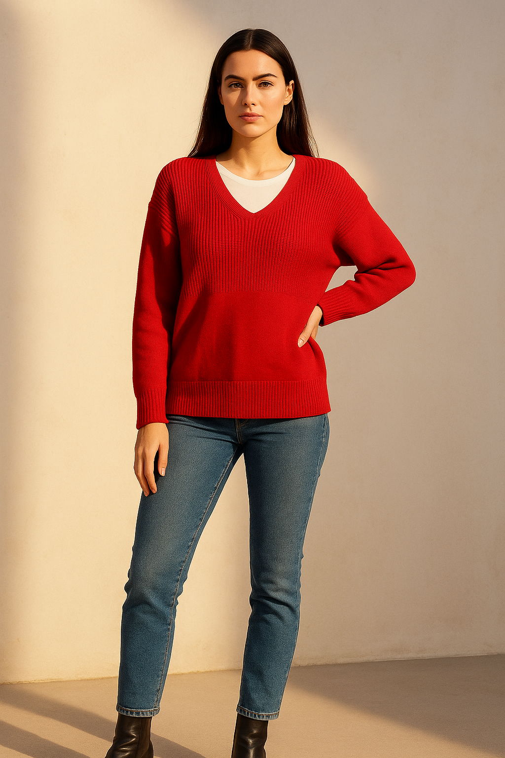 Classic V-Neck Knit Sweater