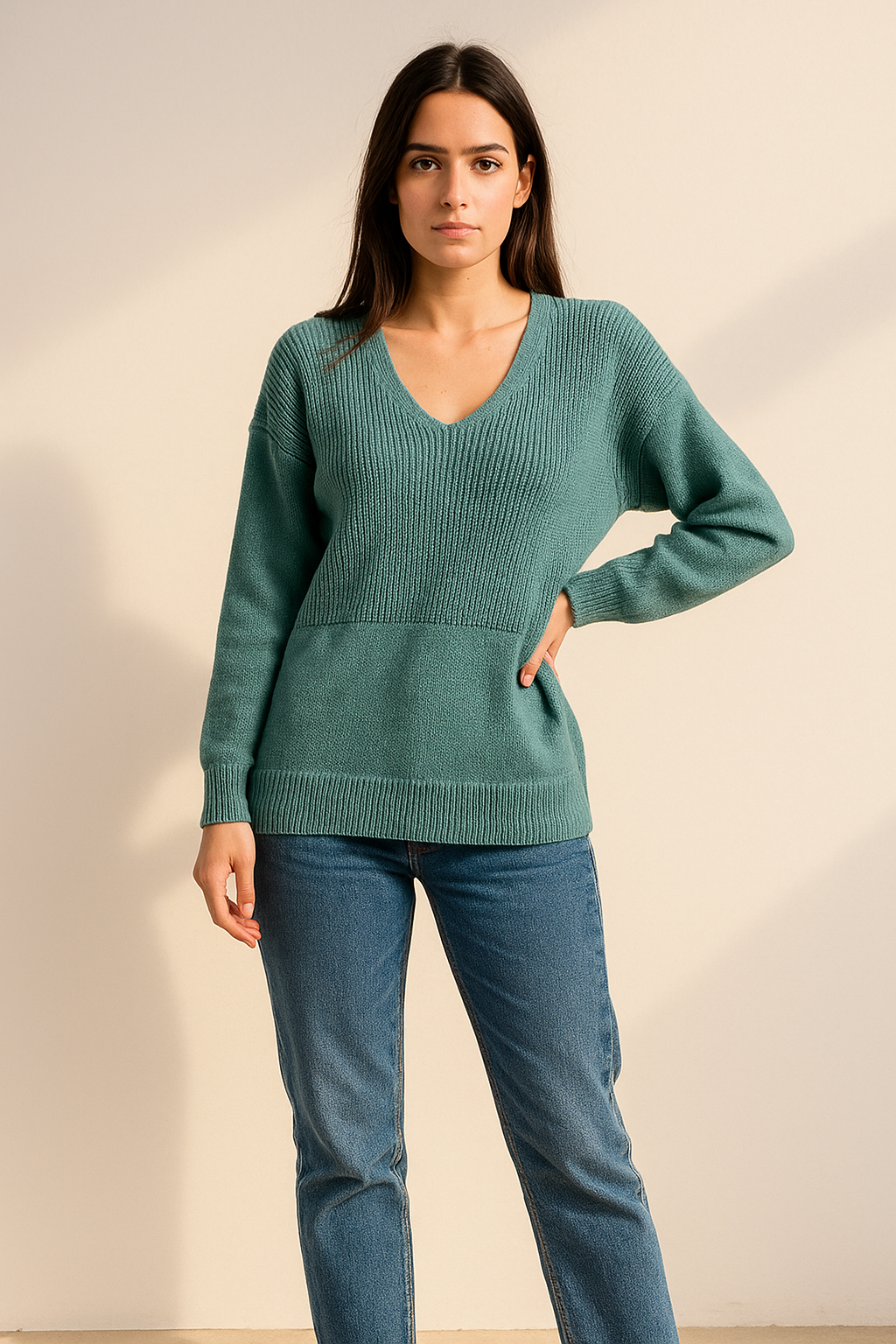 Classic V-Neck Knit Sweater