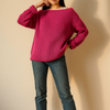 Wide Sleeve Ribbed Knit Sweater