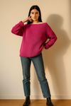 Wide Sleeve Ribbed Knit Sweater