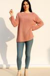 Wide Sleeve Ribbed Knit Sweater
