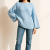 Wide Sleeve Ribbed Knit Sweater