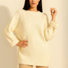 Wide Sleeve Ribbed Knit Sweater with colure