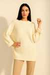 Wide Sleeve Ribbed Knit Sweater with colure
