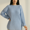 Wide Sleeve Ribbed Knit Sweater with colure