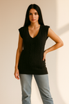Long V-Neck Cable Knit Sweater Vest