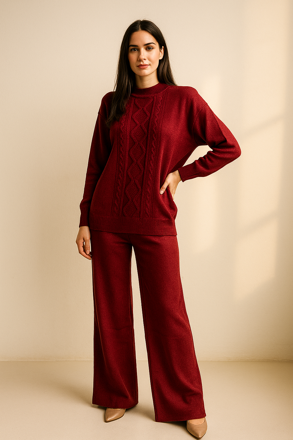 Two-Piece Mixed Cotton Knit Set