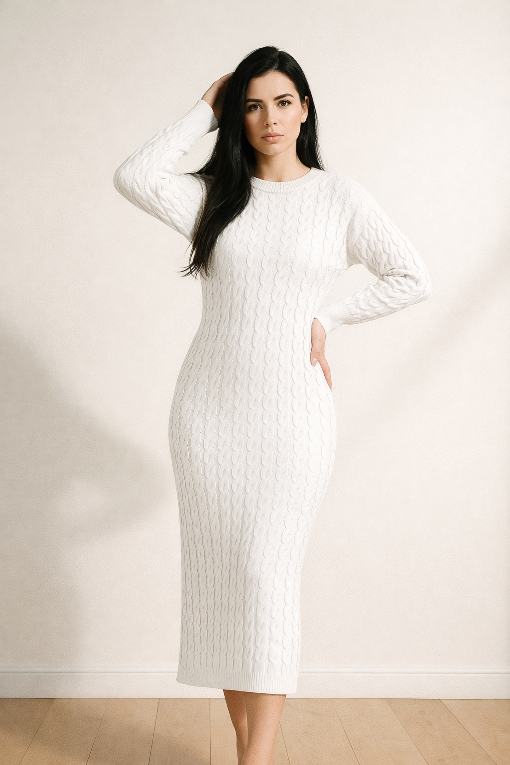 Cozy Cable Knit Bodycon Dress