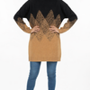 Geometric Pattern Oversized Turtleneck Top