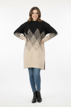 Geometric Pattern Oversized Turtleneck Top