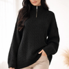 Cable Knit Quarter-Zip Sweater Turtleneck Tunic