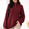 Cable Knit Quarter-Zip Sweater Turtleneck Tunic
