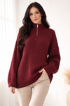 Cable Knit Quarter-Zip Sweater Turtleneck Tunic