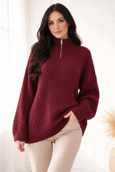 Basic Wear Club | Women's Cable Knit Half-Zip Sweater | Winter | Up to 95K