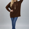 Oversized Knit Sweater – Mock Neck, Long Sleeve, Ribbed Hem