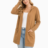 Hooded Open-Front Cardigan – Longline Knit with Patch Pockets