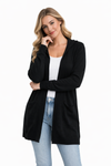 Hooded Open-Front Cardigan – Longline Knit with Patch Pockets