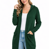 Hooded Open-Front Cardigan – Longline Knit with Patch Pockets