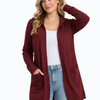 Hooded Open-Front Cardigan – Longline Knit with Patch Pockets