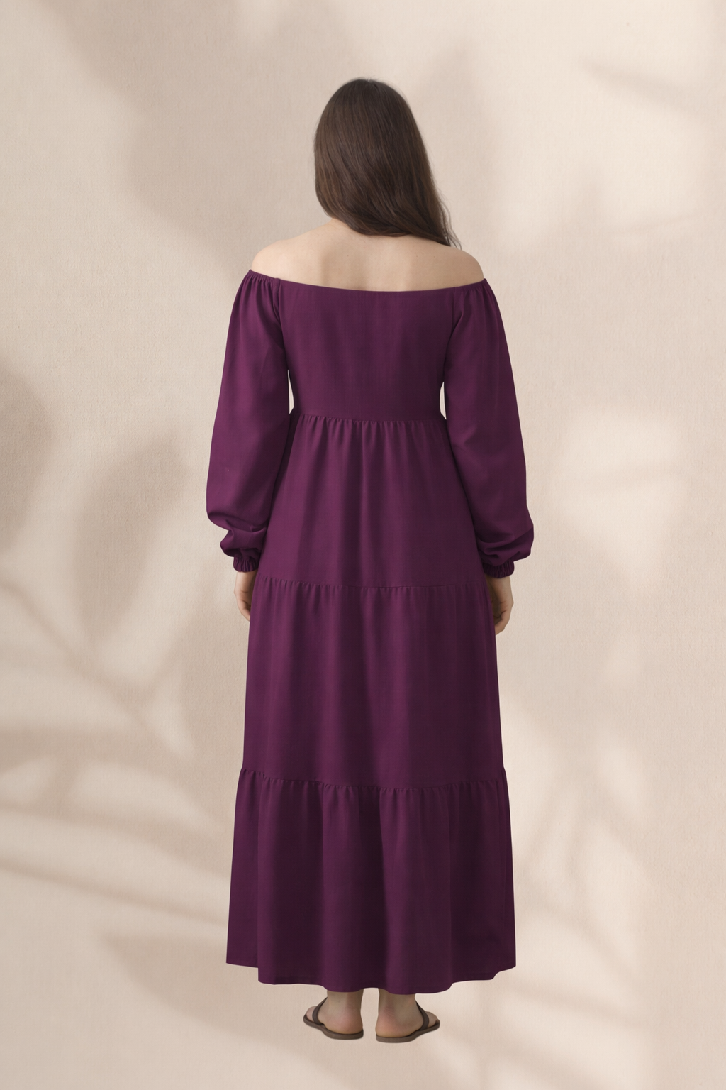 Plain Long Sleeves Rayon Dress