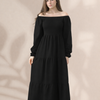 Plain Long Sleeves Rayon Dress