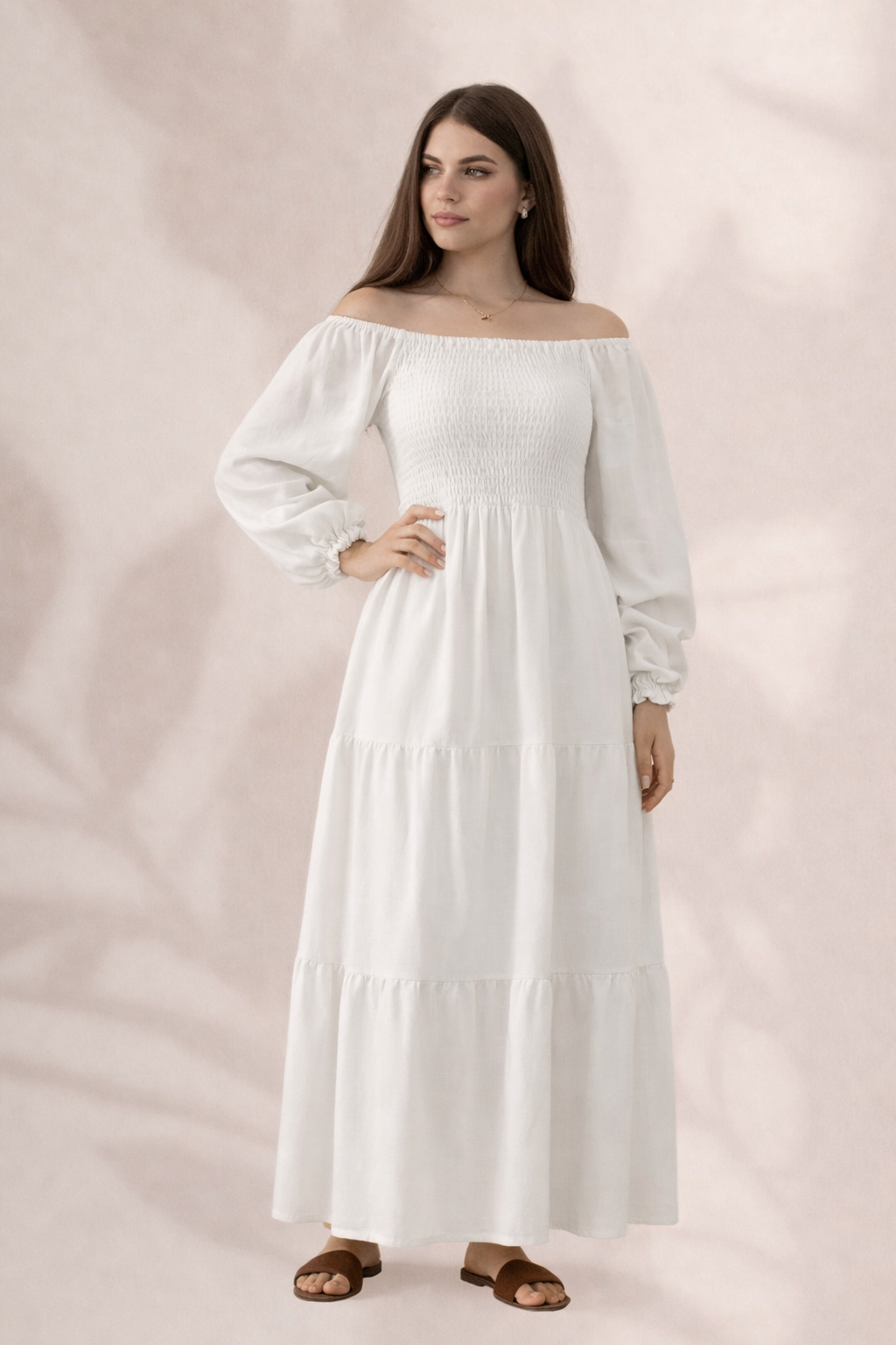 Plain Long Sleeves Rayon Dress