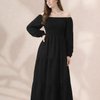 Plain Long Sleeves Rayon Dress