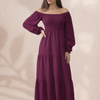 Plain Long Sleeves Rayon Dress