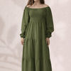 Plain Long Sleeves Rayon Dress
