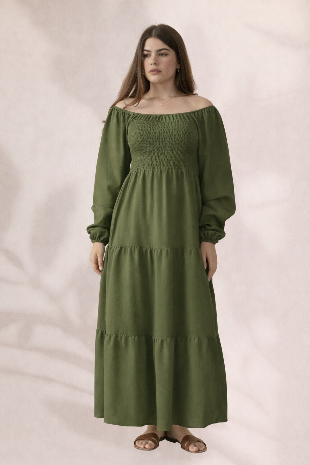 Plain Long Sleeves Rayon Dress