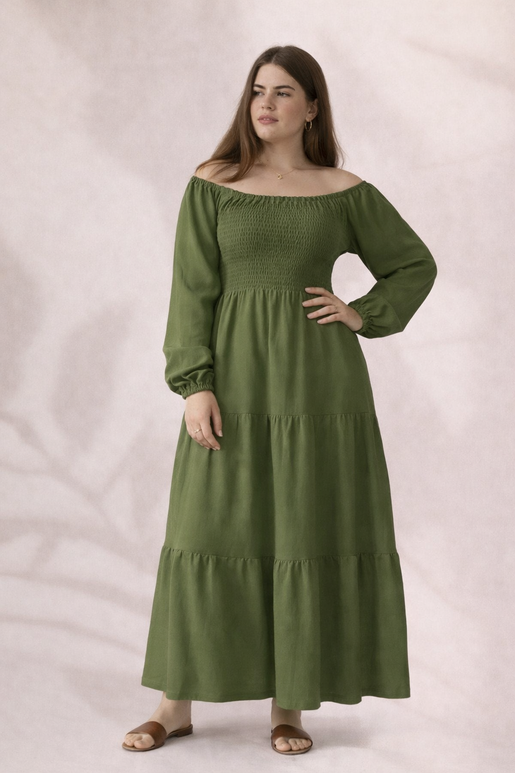 Plain Long Sleeves Rayon Dress