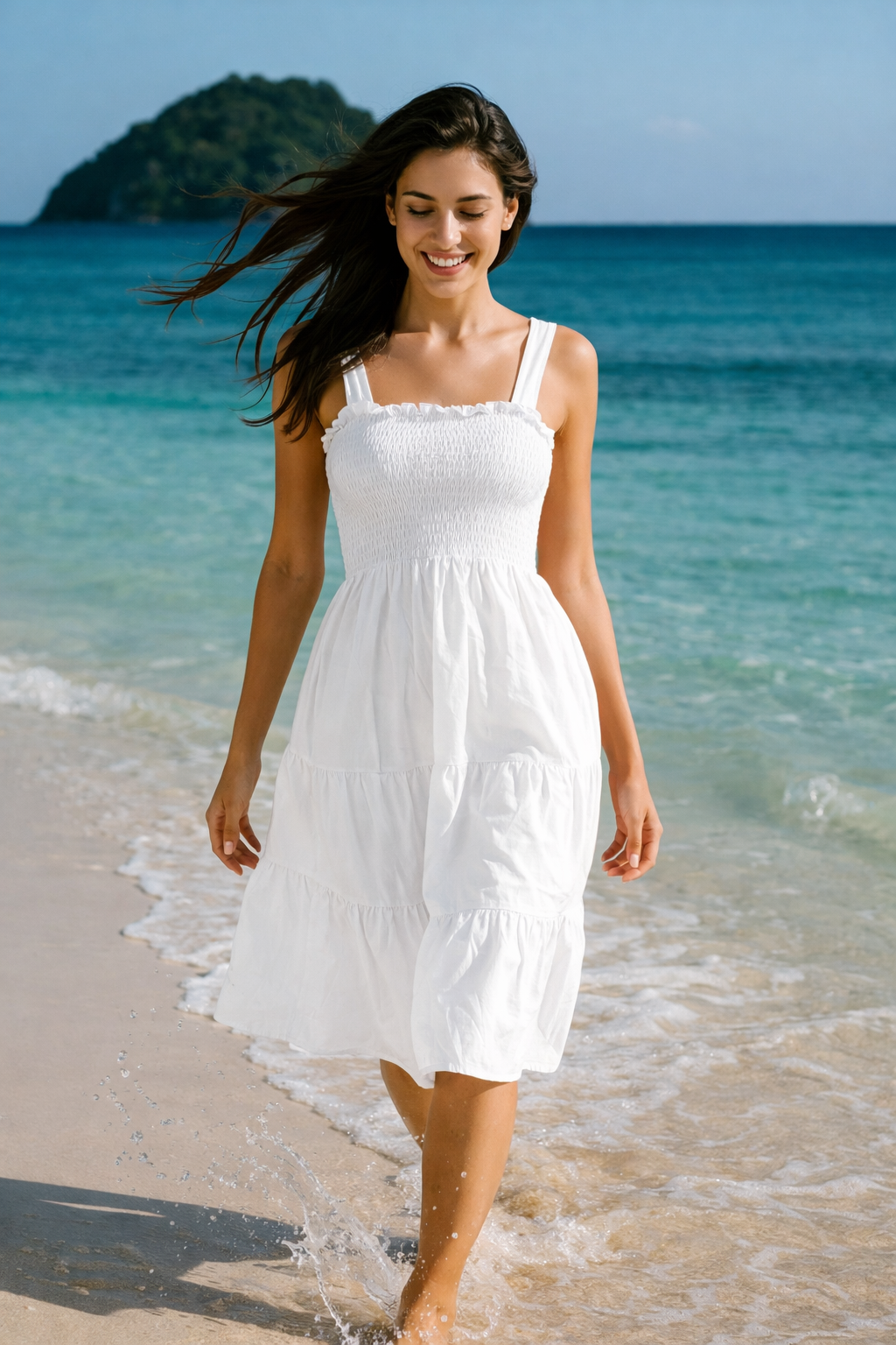 Plain Mini Sleeveless Rayon Cotton Dress