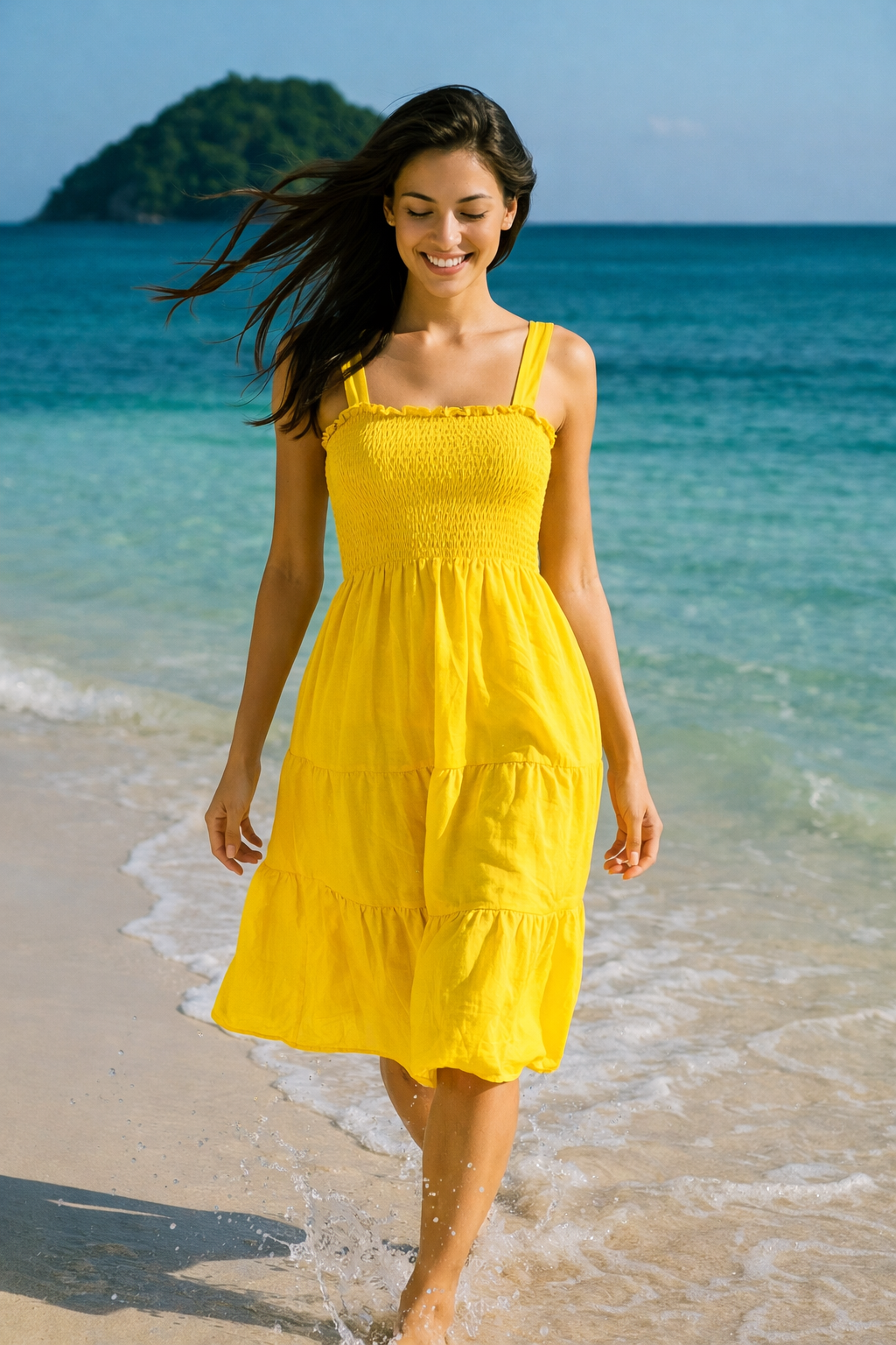 Plain Mini Sleeveless Rayon Cotton Dress