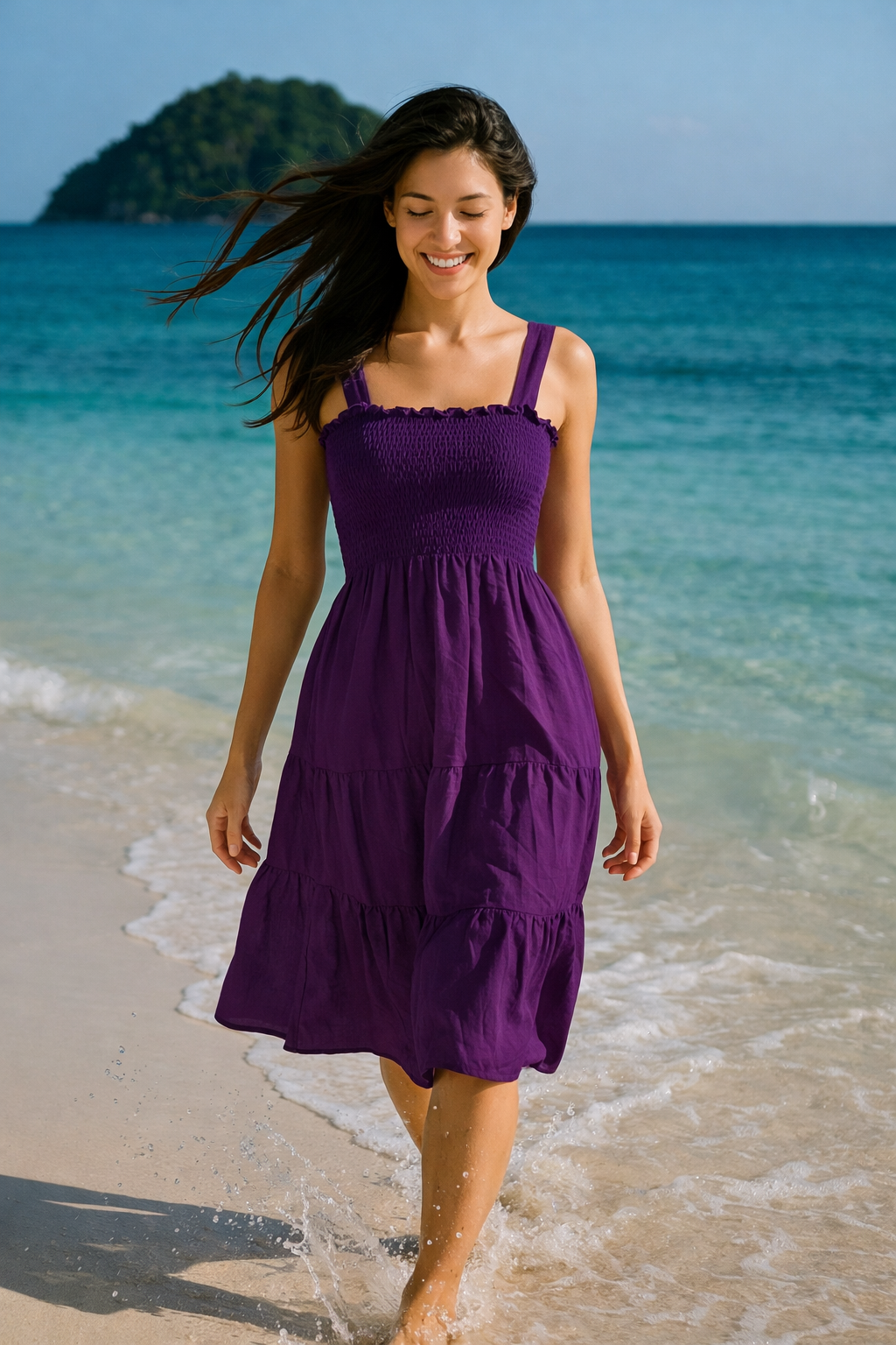 Plain Mini Sleeveless Rayon Cotton Dress