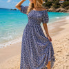 Basic Wear Club | Floral Rayon Cotton Short Sleeves Maxi Dress | Summer Beach Dress for Women