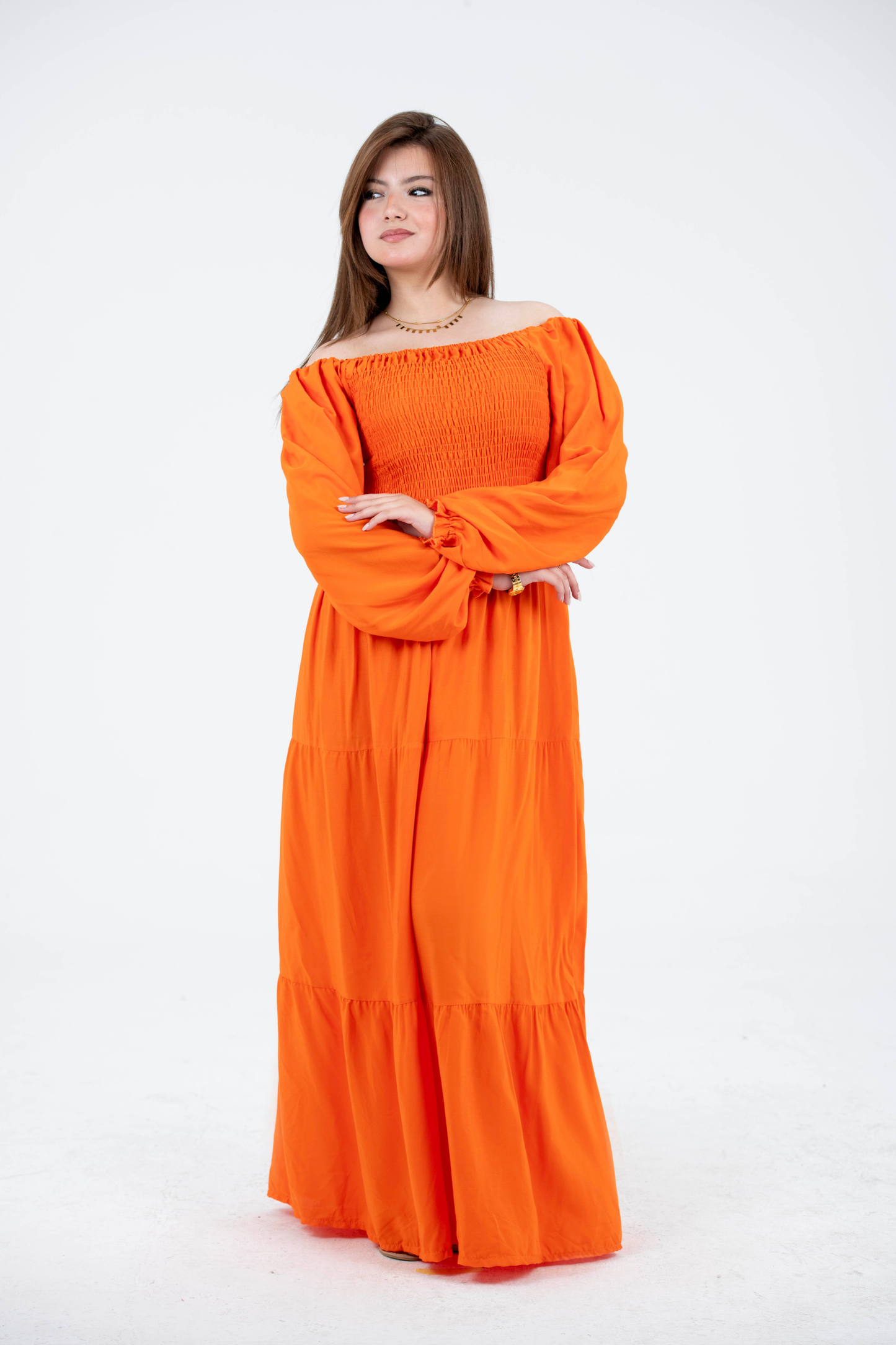 Plain Long Sleeves Rayon Dress