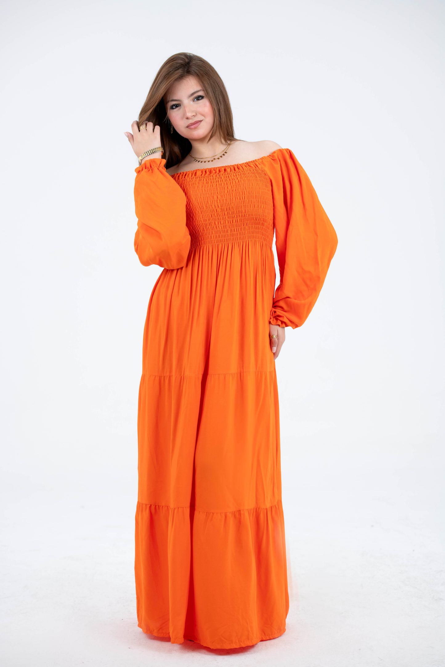 Plain Long Sleeves Rayon Dress